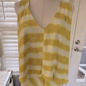 Yellow and White Striped Sleeveless Top